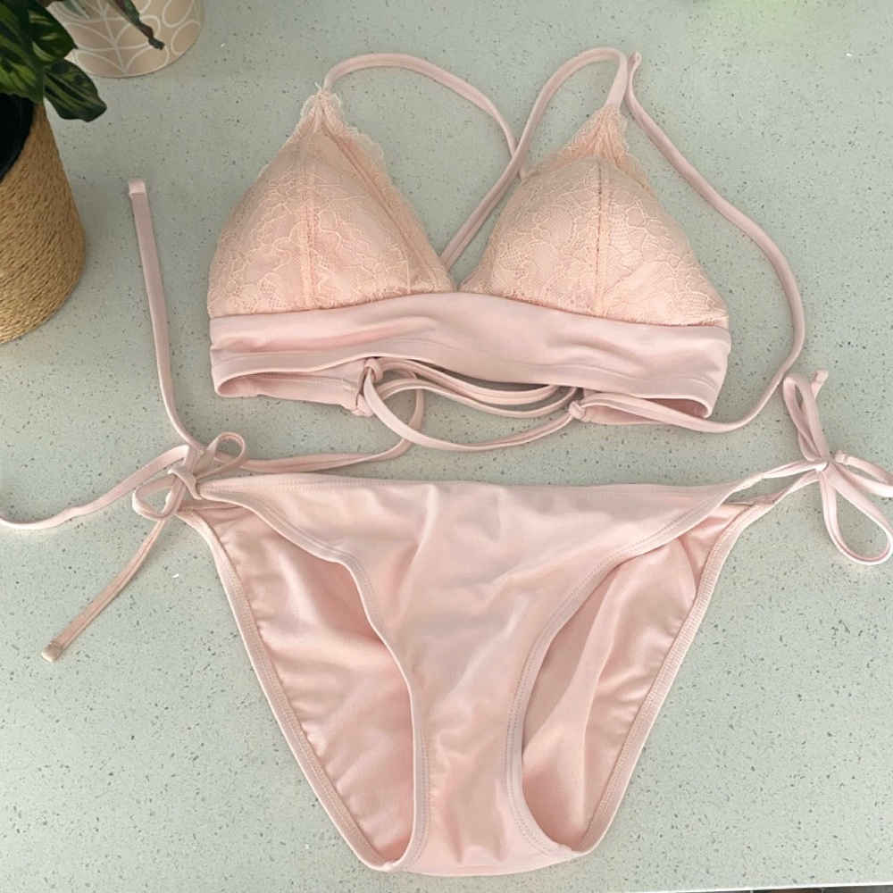 Light Pink Lace Bikini Set